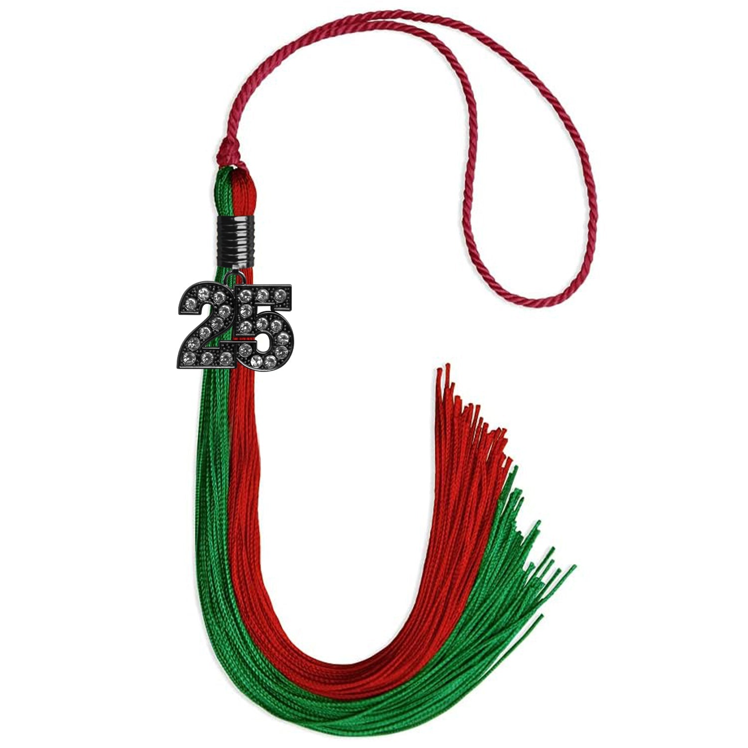 Green/Red Graduation Tassel with Black Date Drop - Endea Graduation