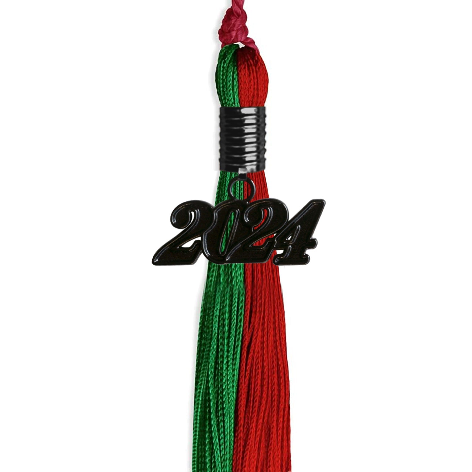 Green/Red Graduation Tassel with Black Date Drop - Endea Graduation