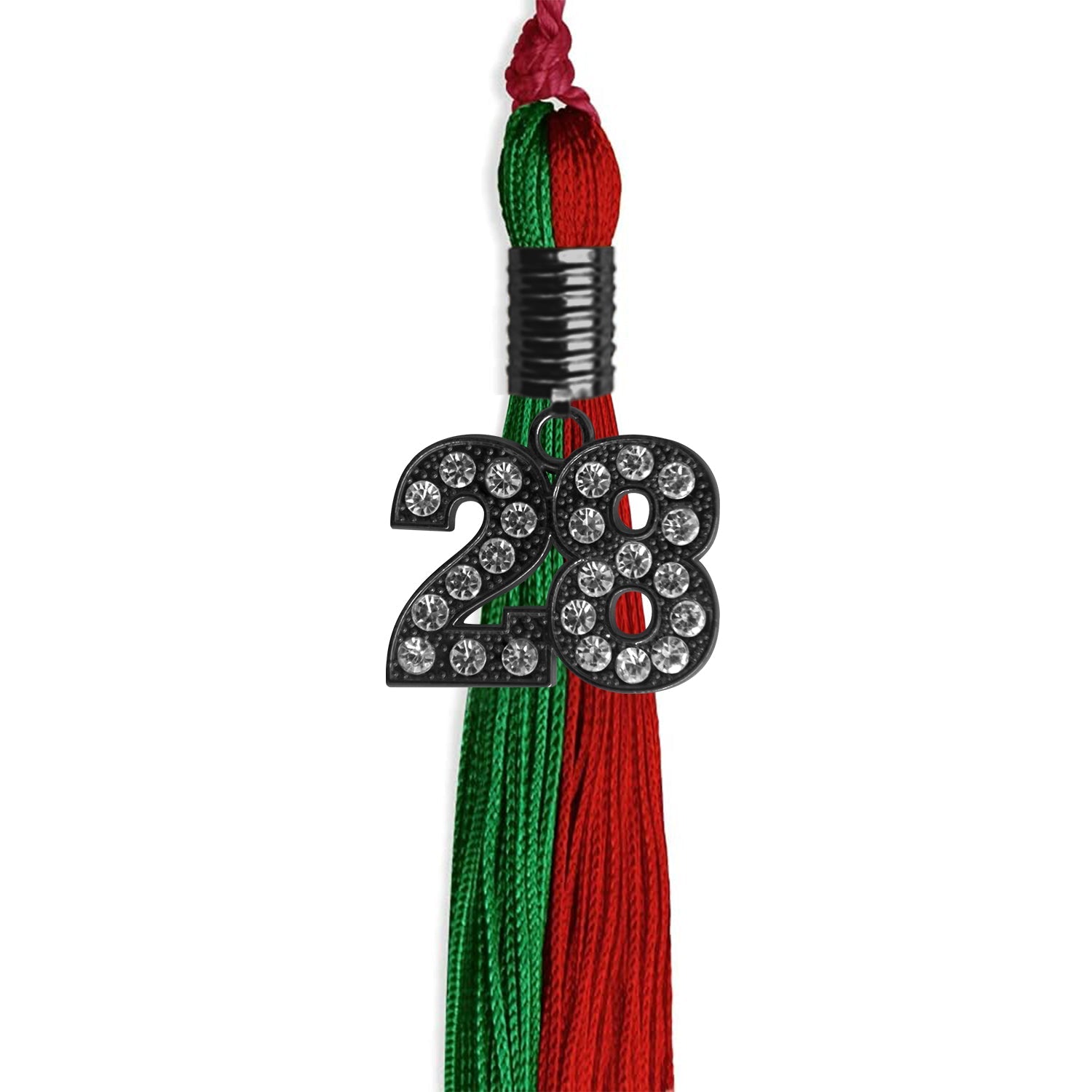 Green/Red Graduation Tassel with Black Date Drop - Endea Graduation