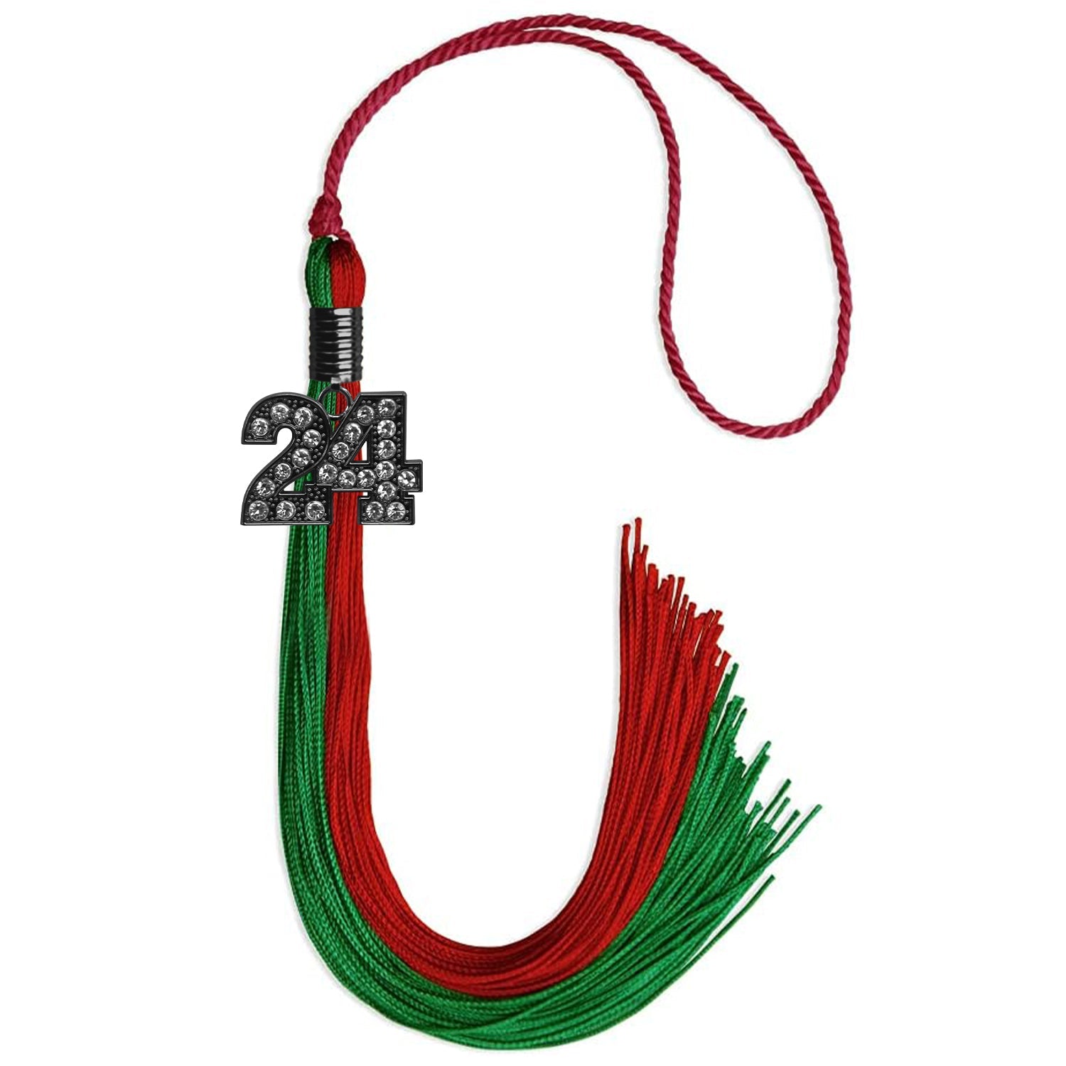 Green/Red Graduation Tassel with Black Date Drop - Endea Graduation