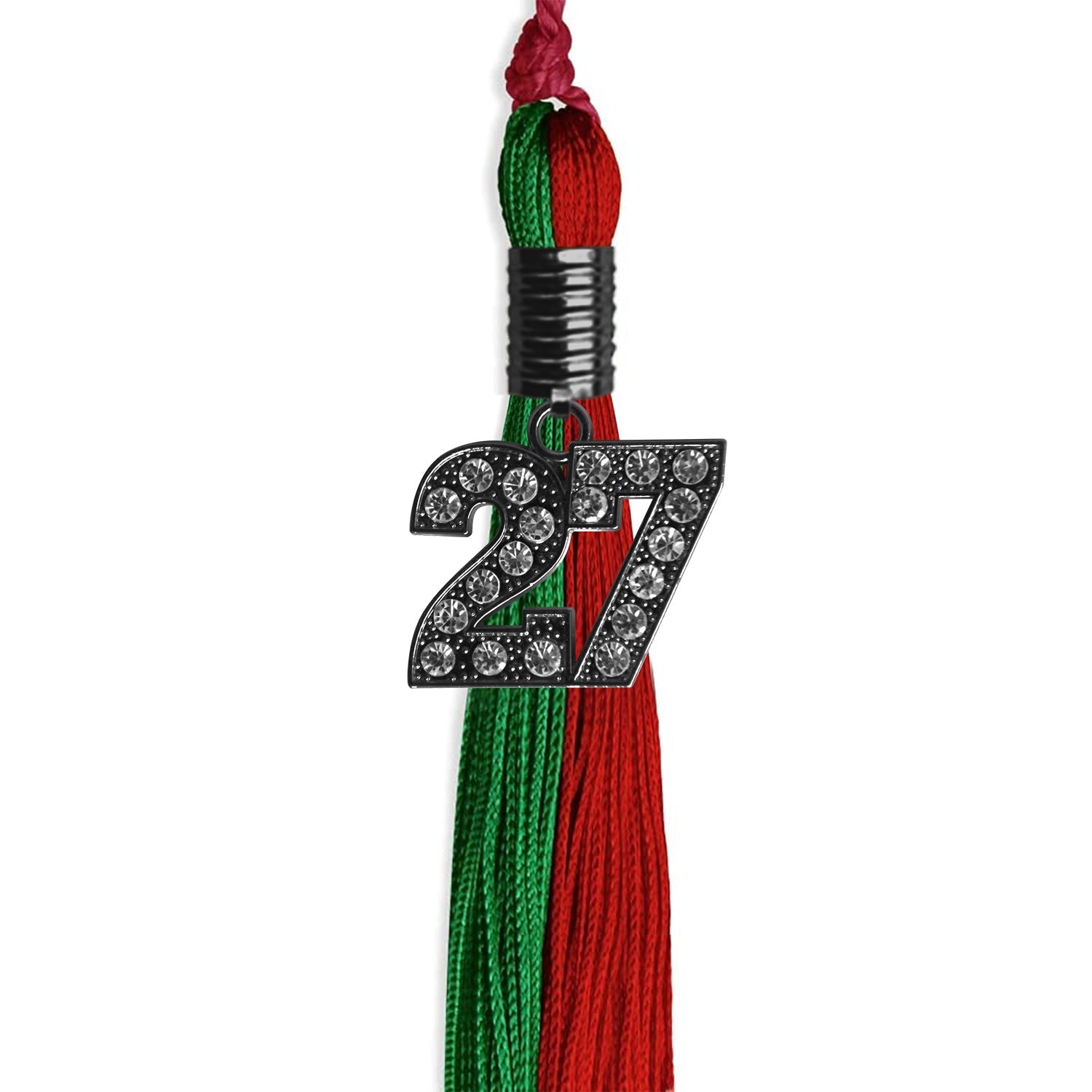 Green/Red Graduation Tassel with Black Date Drop - Endea Graduation