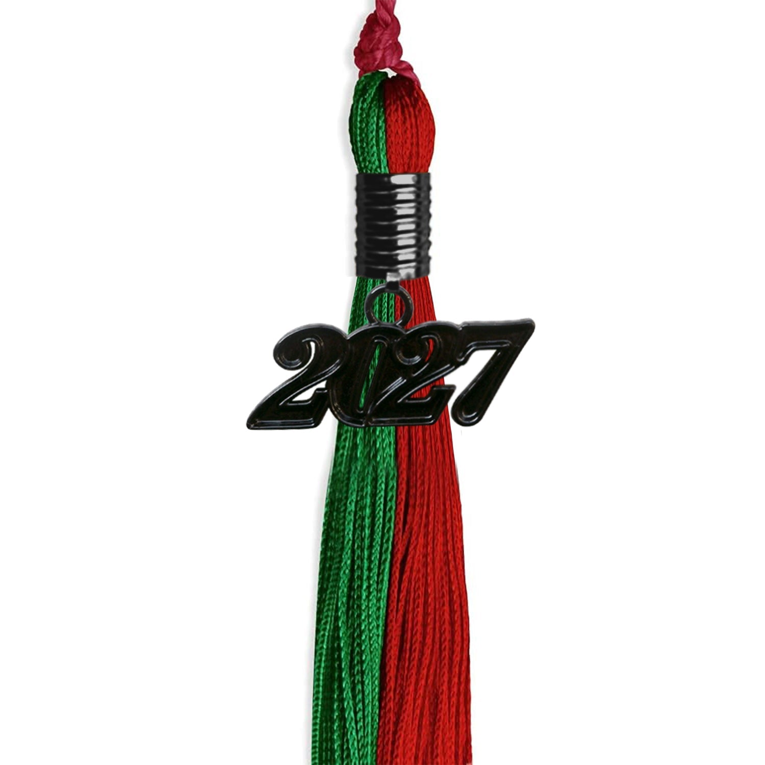 Green/Red Graduation Tassel with Black Date Drop - Endea Graduation