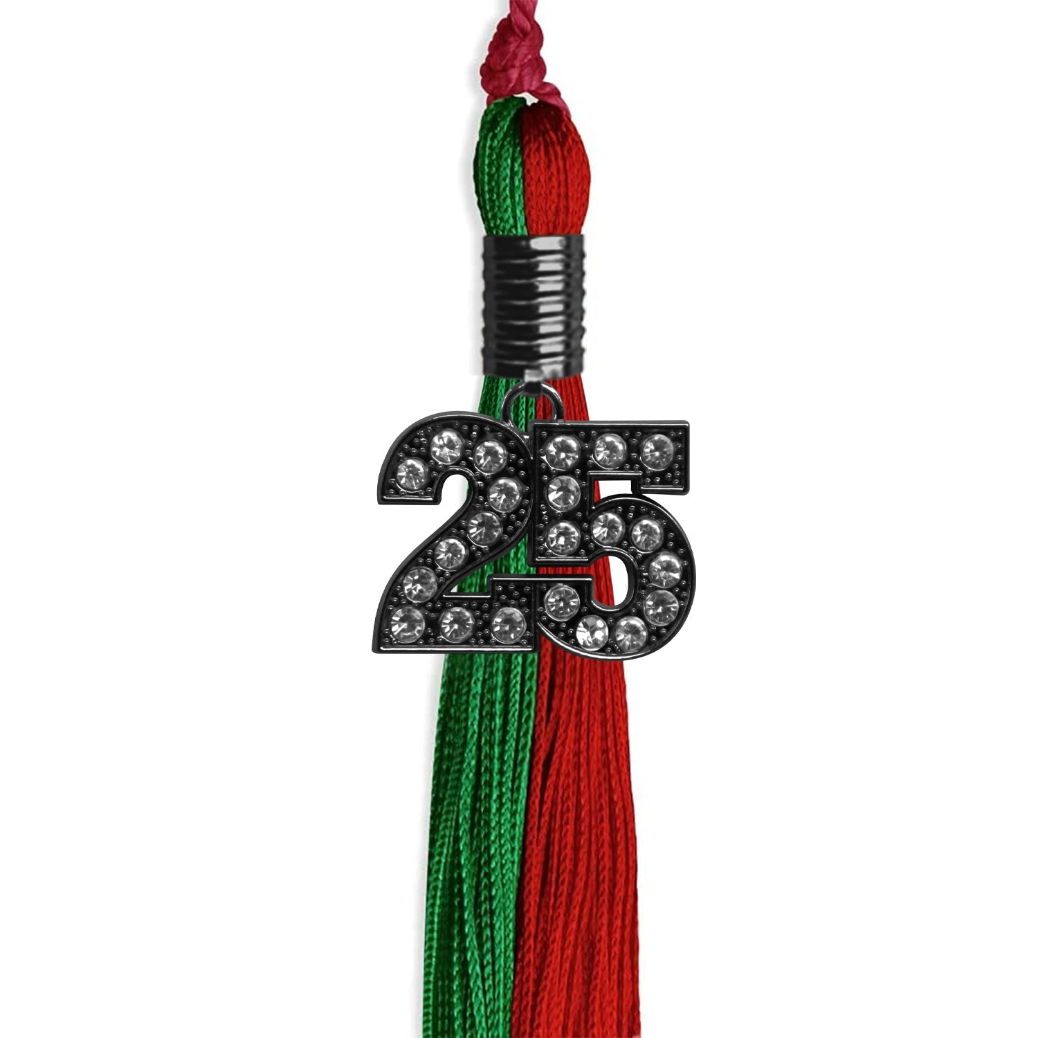 Green/Red Graduation Tassel with Black Date Drop - Endea Graduation