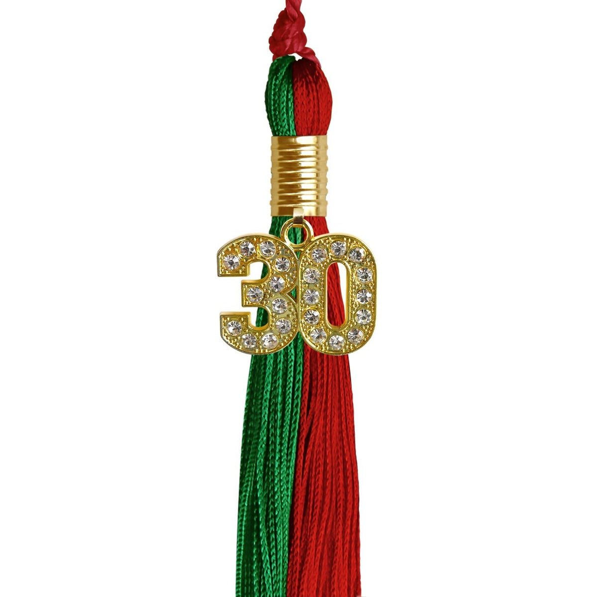 Green/Red Graduation Tassel with Gold Bling Charm - Endea Graduation