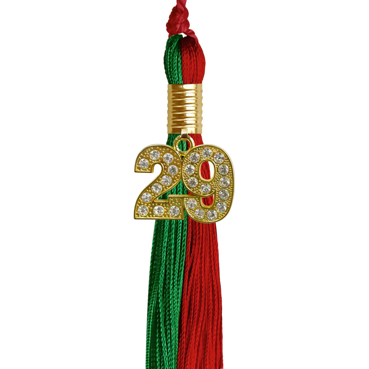 Green/Red Graduation Tassel with Gold Bling Charm - Endea Graduation