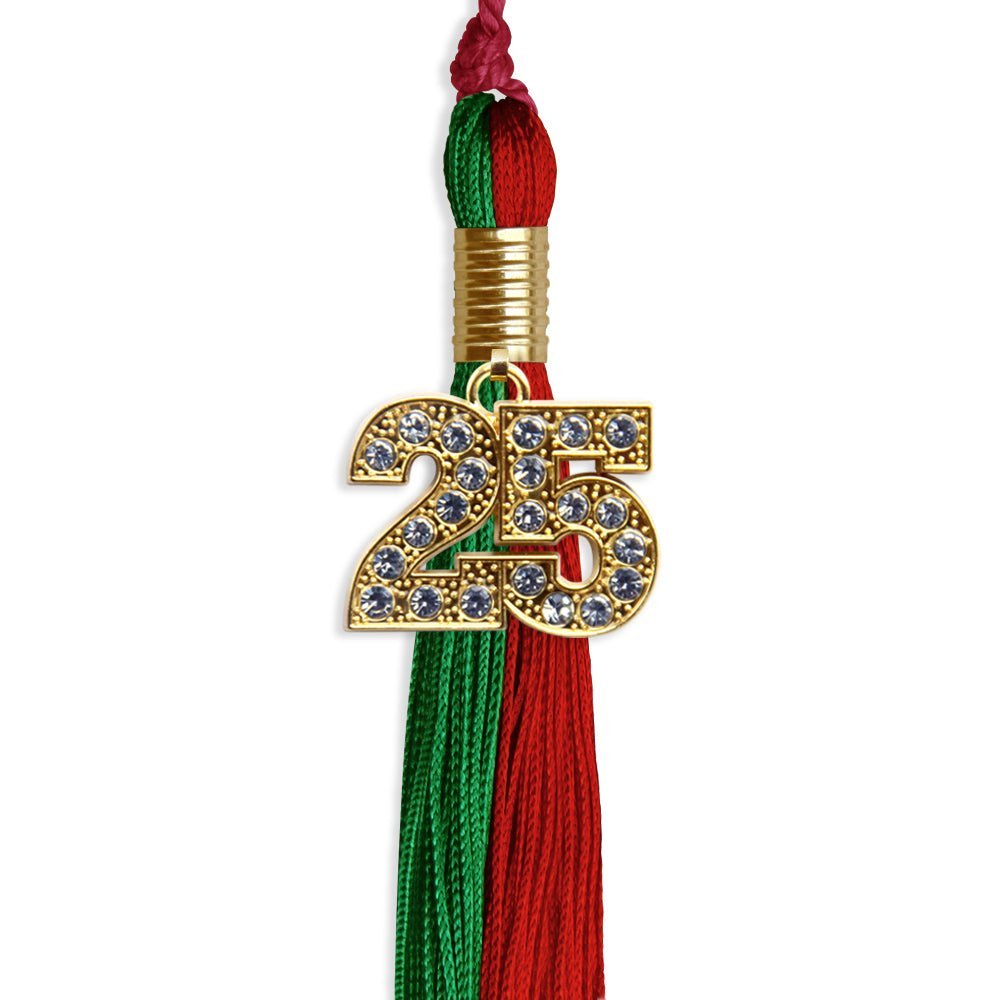 Green/Red Graduation Tassel with Gold Bling Charm - Endea Graduation