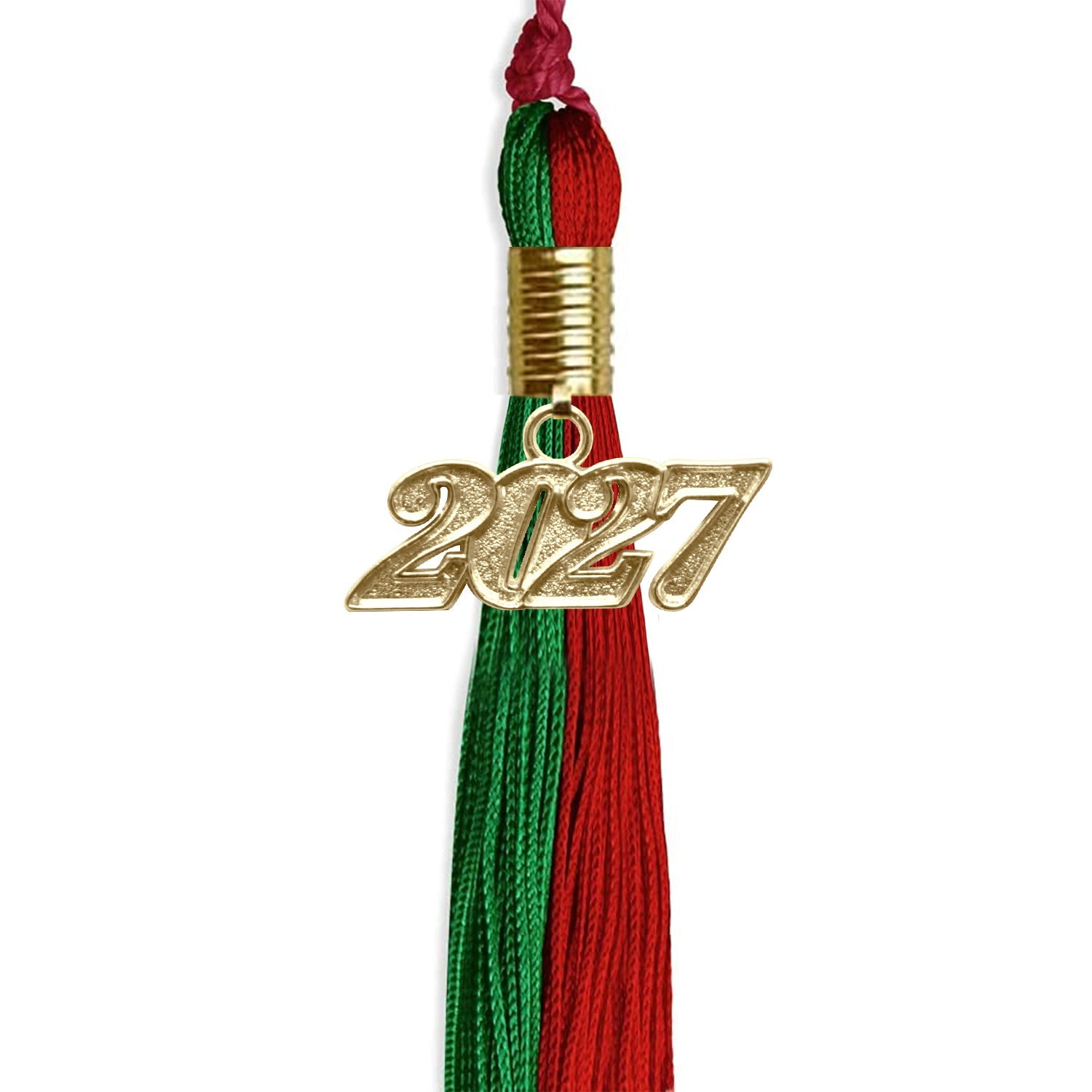 Green/Red Graduation Tassel with Gold Date Drop - Endea Graduation