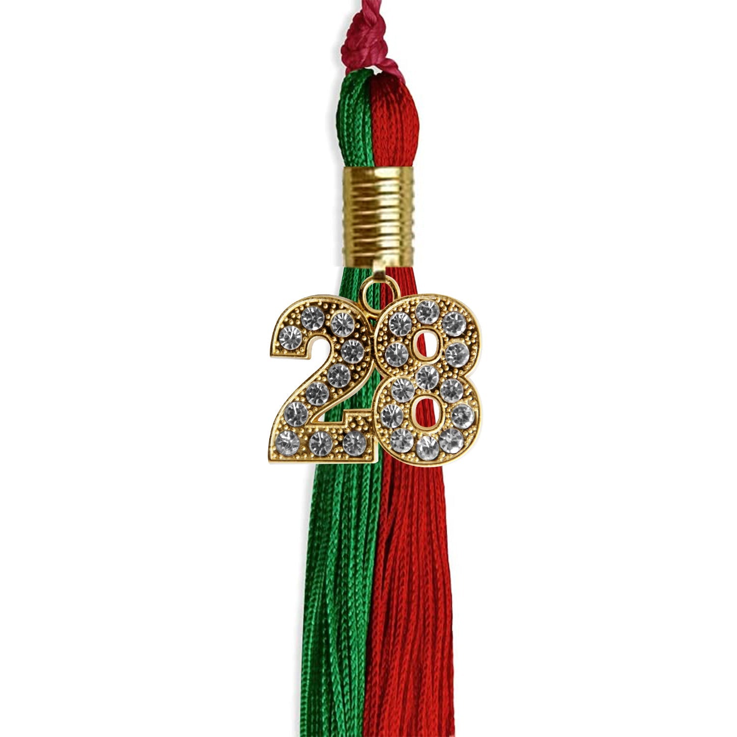 Green/Red Graduation Tassel with Gold Date Drop - Endea Graduation