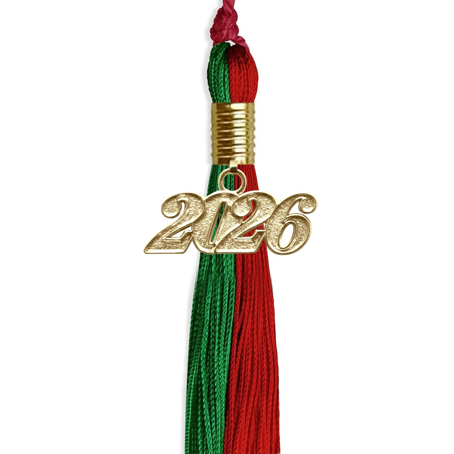 Green/Red Graduation Tassel with Gold Date Drop - Endea Graduation