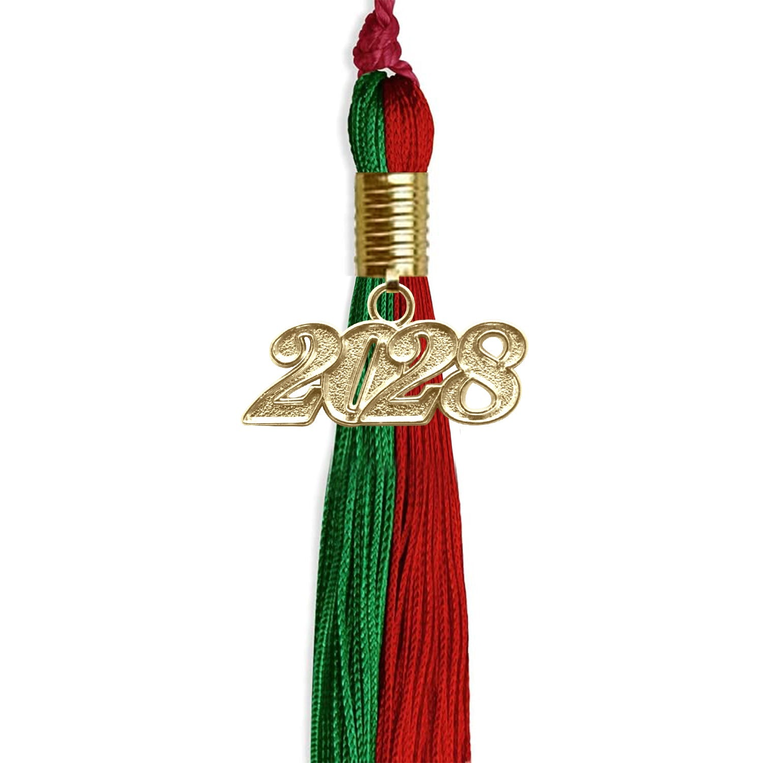 Green/Red Graduation Tassel with Gold Date Drop - Endea Graduation