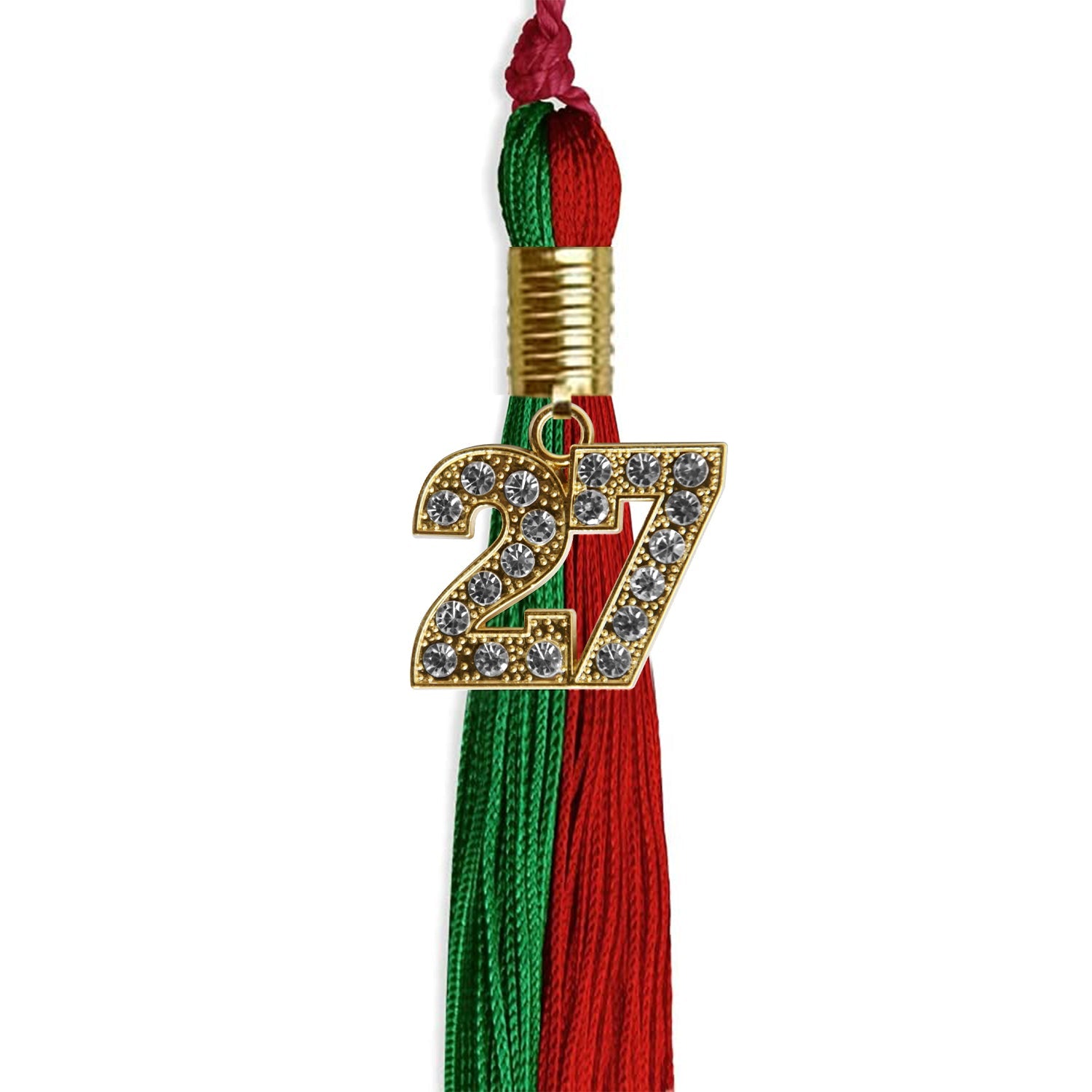 Green/Red Graduation Tassel with Gold Date Drop - Endea Graduation