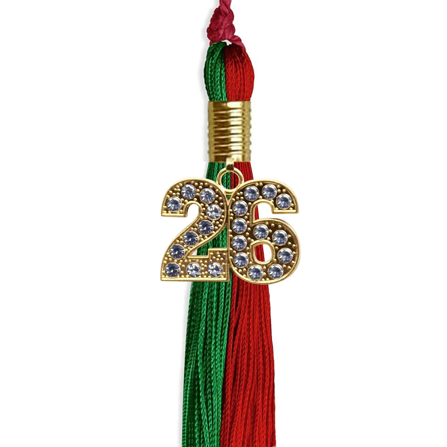 Green/Red Graduation Tassel with Gold Date Drop - Endea Graduation