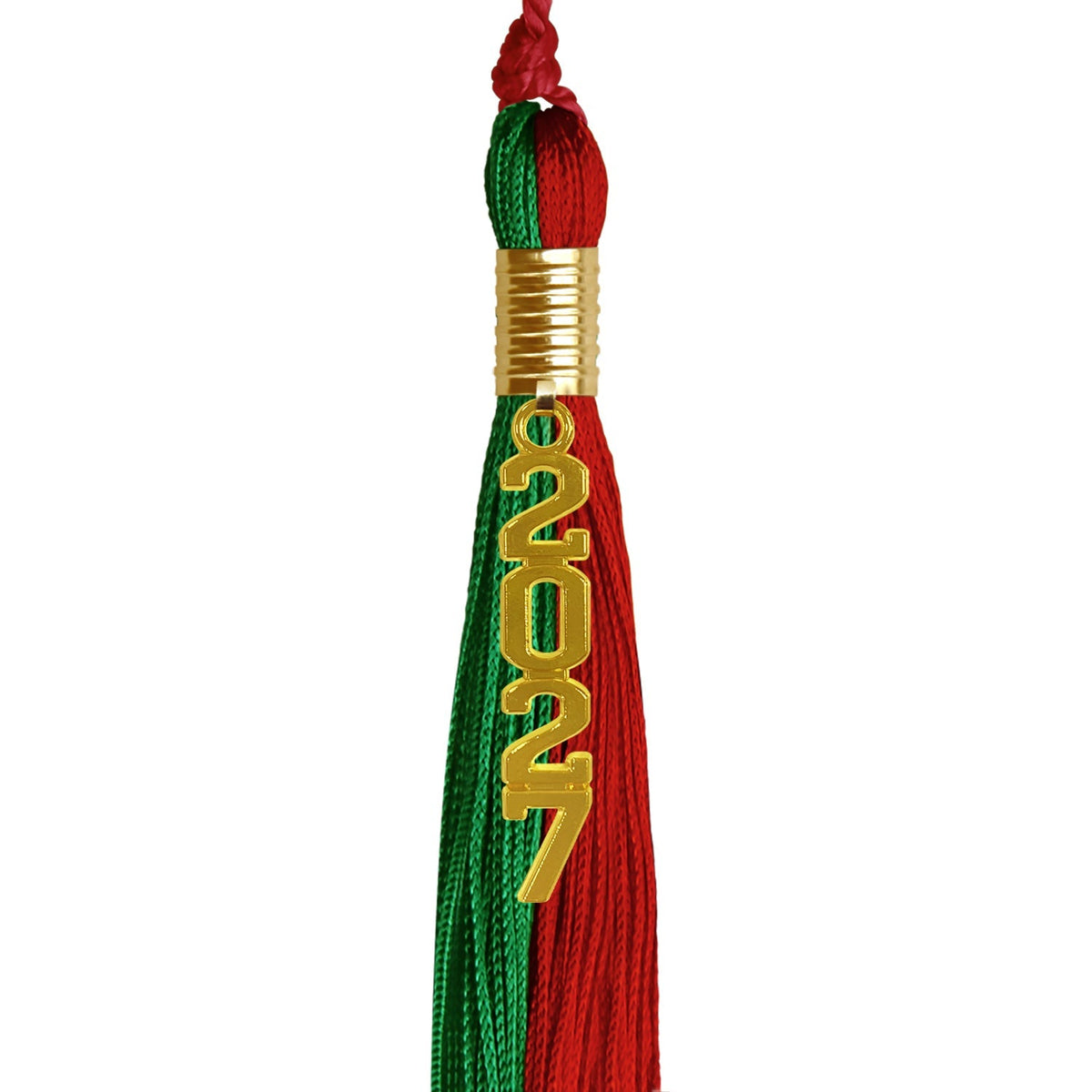 Green/Red Graduation Tassel with Gold Stacked Date Drop - Endea Graduation