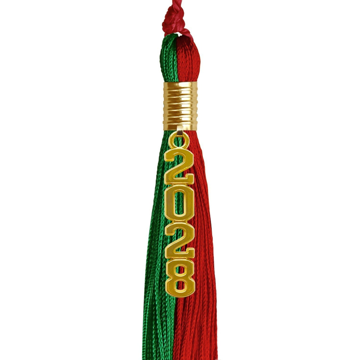 Green/Red Graduation Tassel with Gold Stacked Date Drop - Endea Graduation