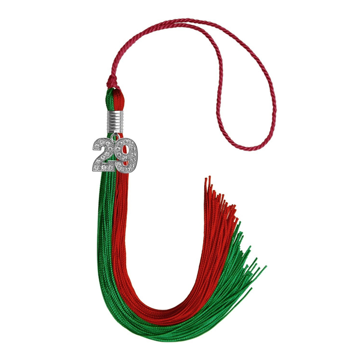Green/Red Graduation Tassel with Silver Bling Charm - Endea Graduation