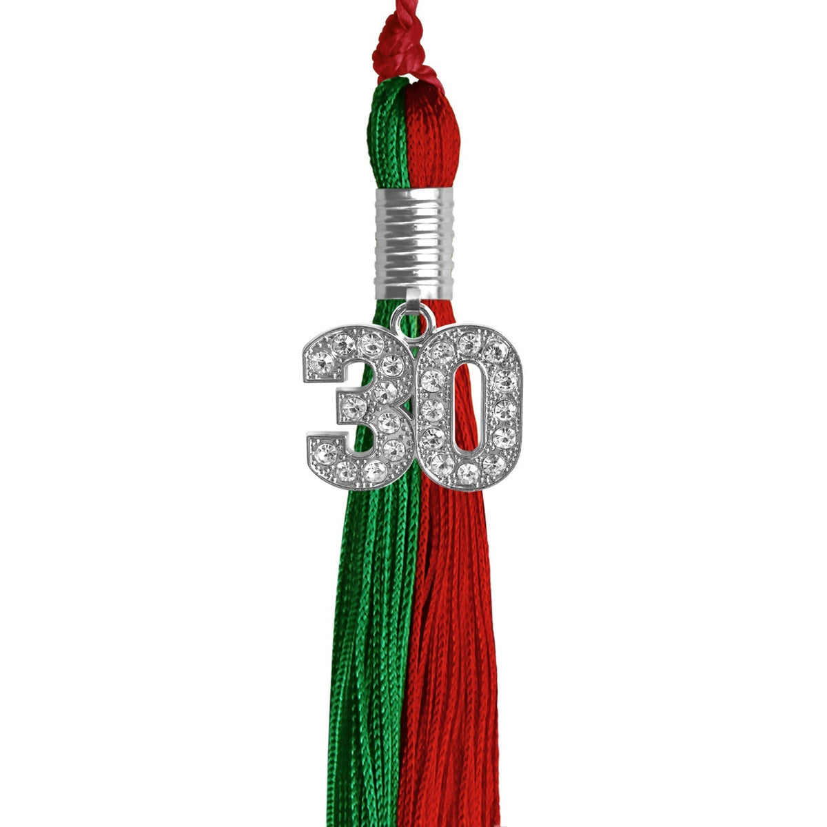 Green/Red Graduation Tassel with Silver Bling Charm - Endea Graduation