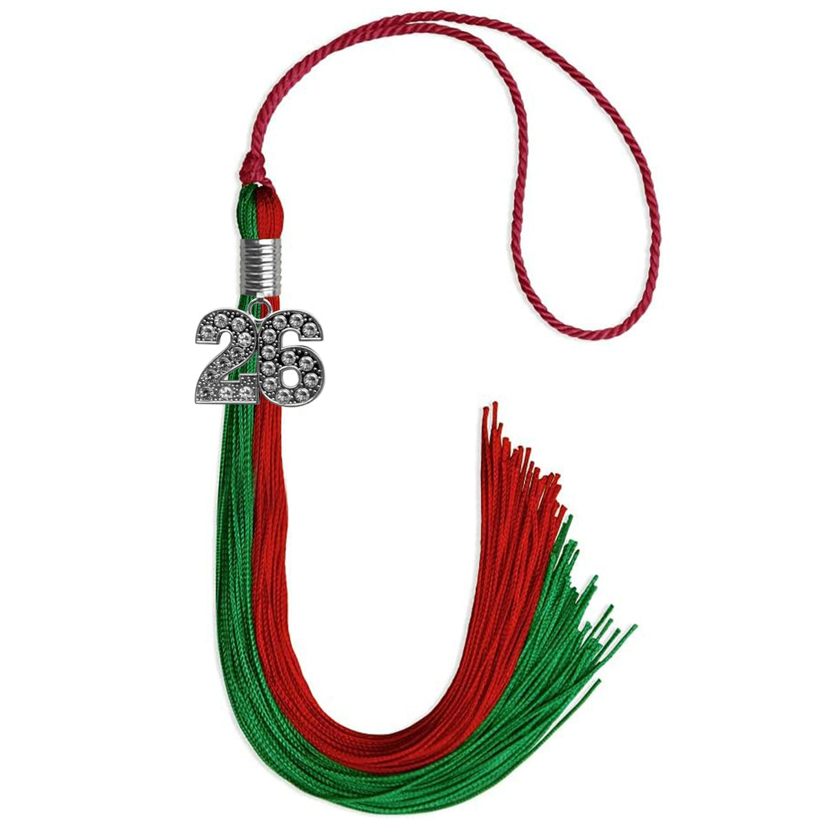 Green/Red Graduation Tassel with Silver Bling Charm - Endea Graduation