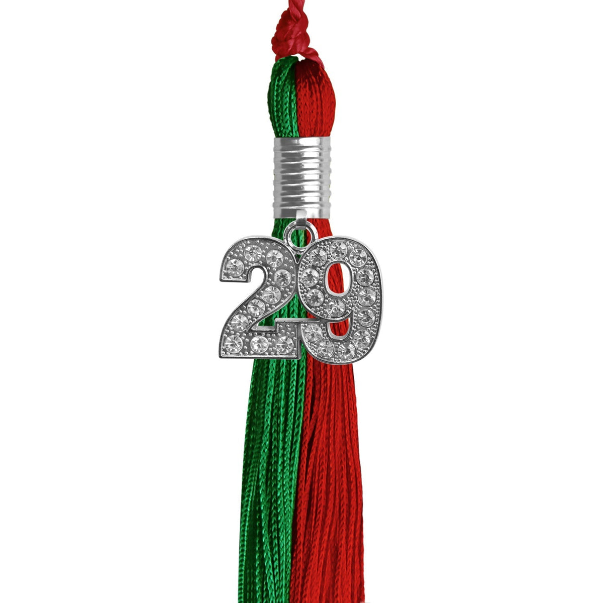 Green/Red Graduation Tassel with Silver Bling Charm - Endea Graduation