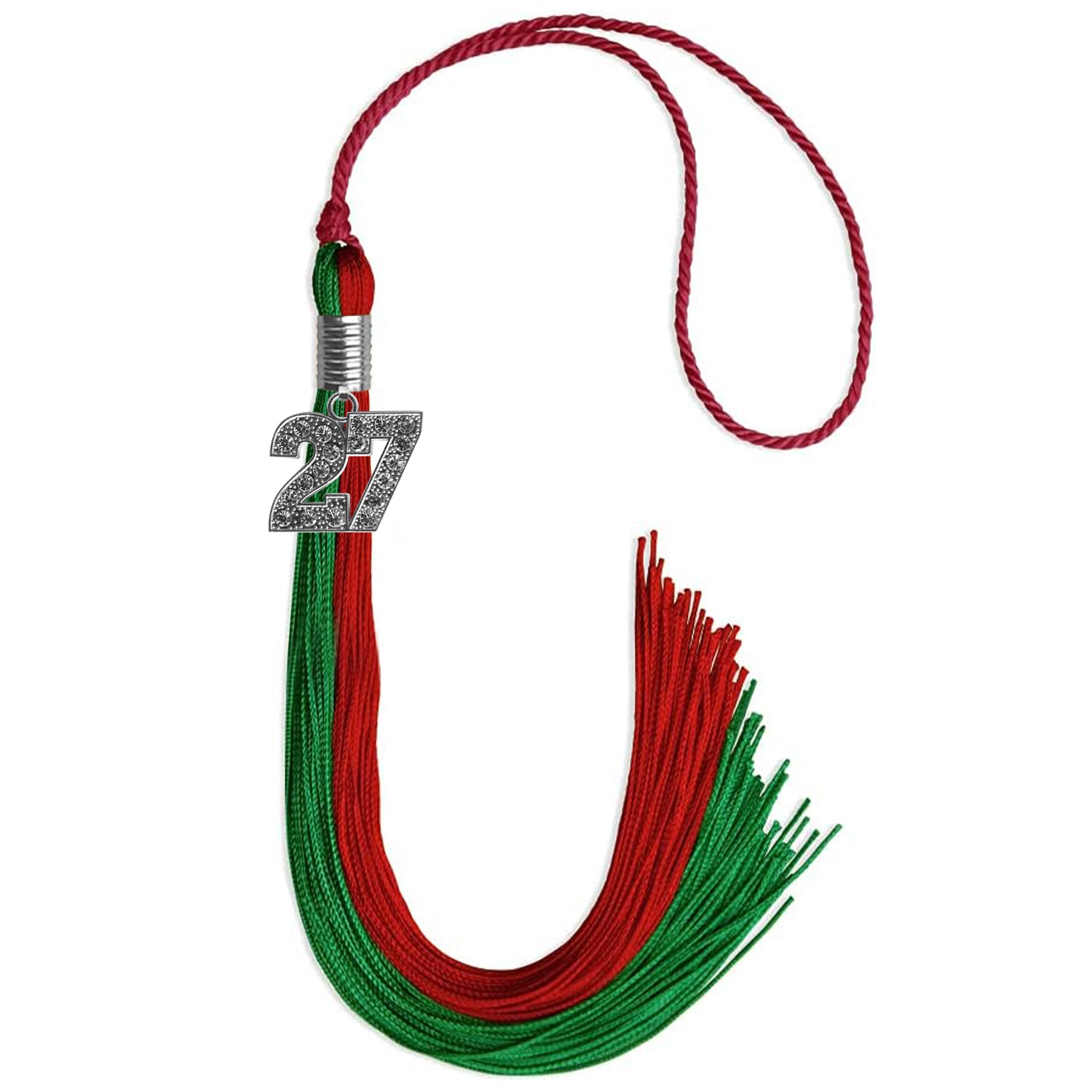 Green/Red Graduation Tassel with Silver Date Drop - Endea Graduation