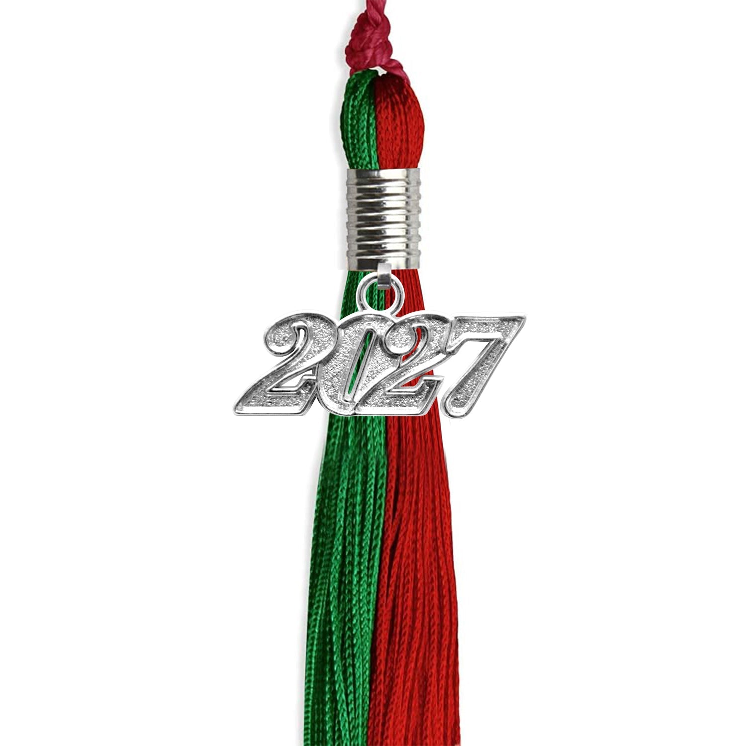 Green/Red Graduation Tassel with Silver Date Drop - Endea Graduation