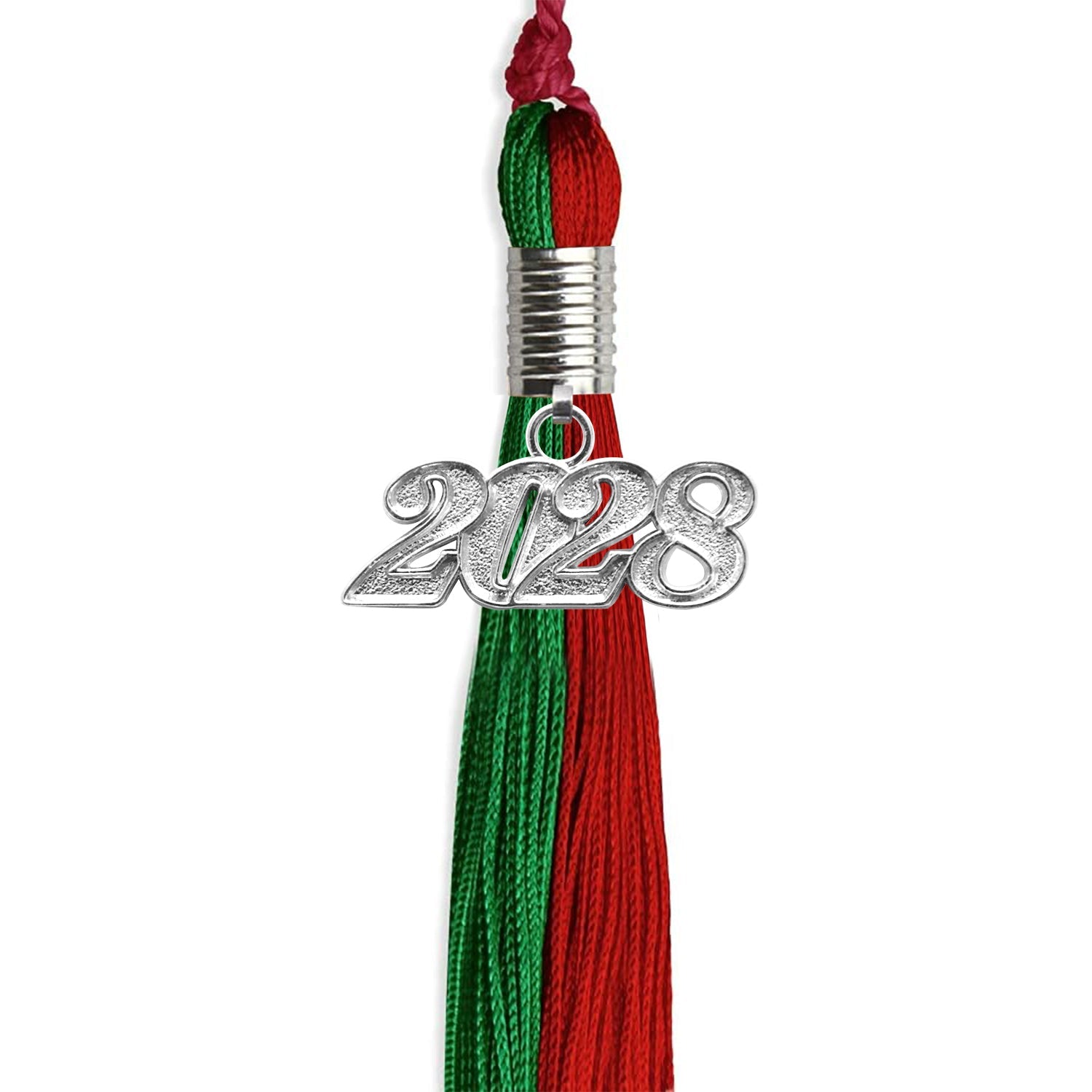 Green/Red Graduation Tassel with Silver Date Drop - Endea Graduation