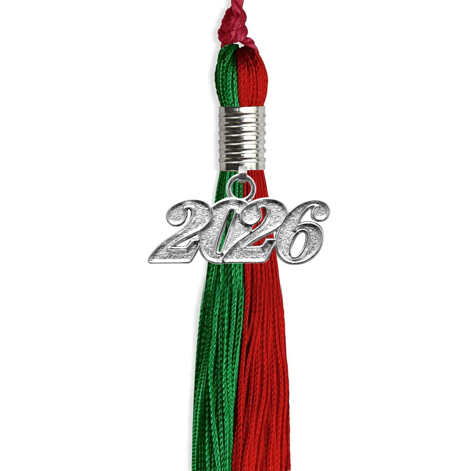 Green/Red Graduation Tassel with Silver Date Drop - Endea Graduation