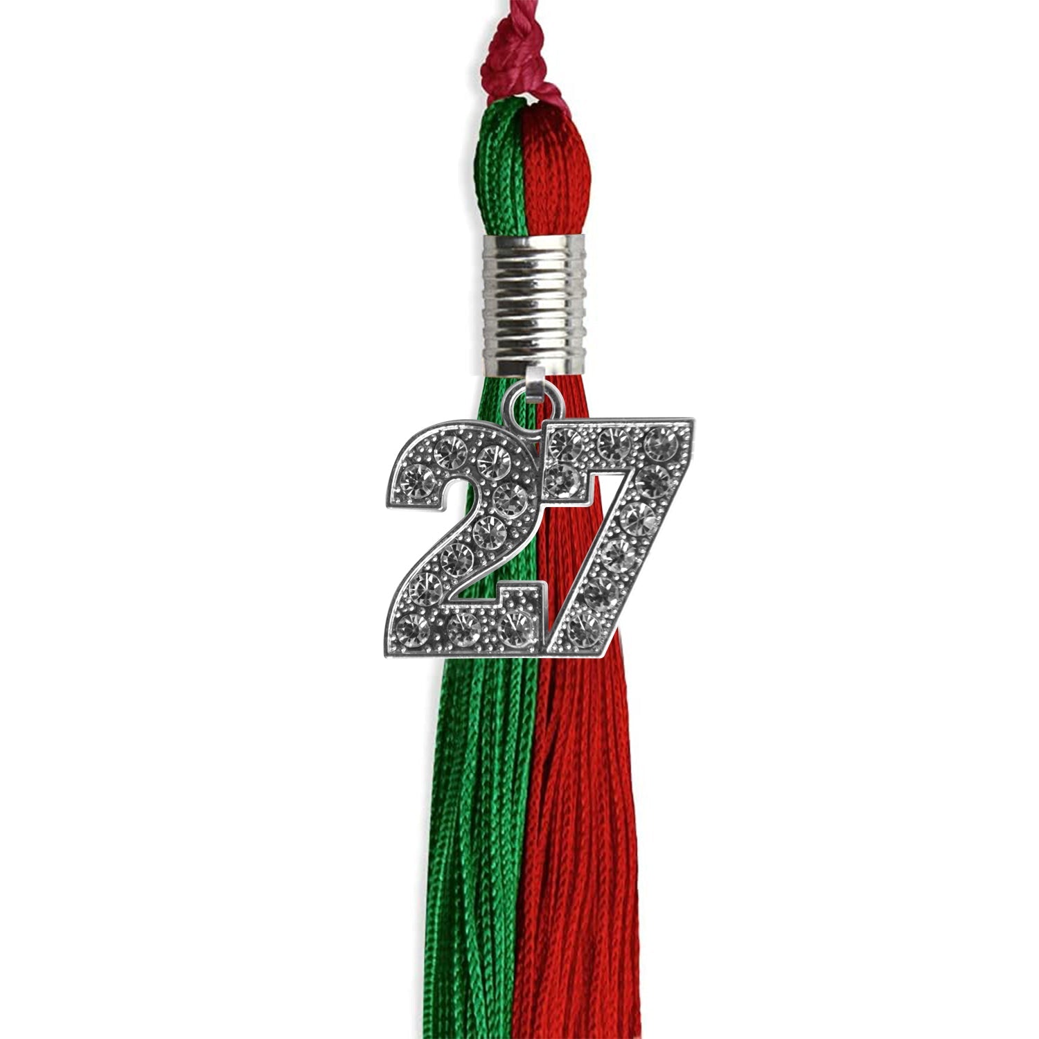 Green/Red Graduation Tassel with Silver Date Drop - Endea Graduation