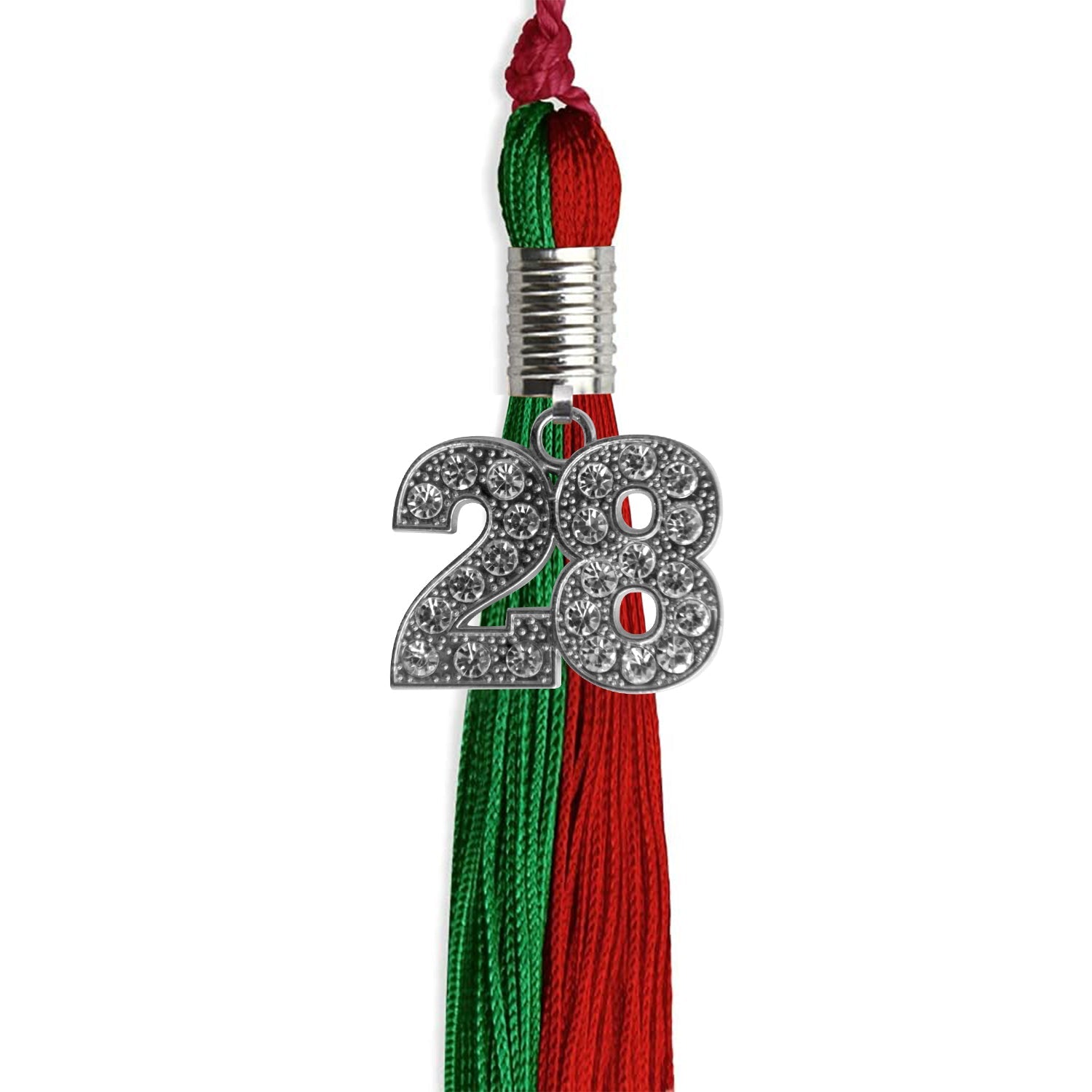 Green/Red Graduation Tassel with Silver Date Drop - Endea Graduation