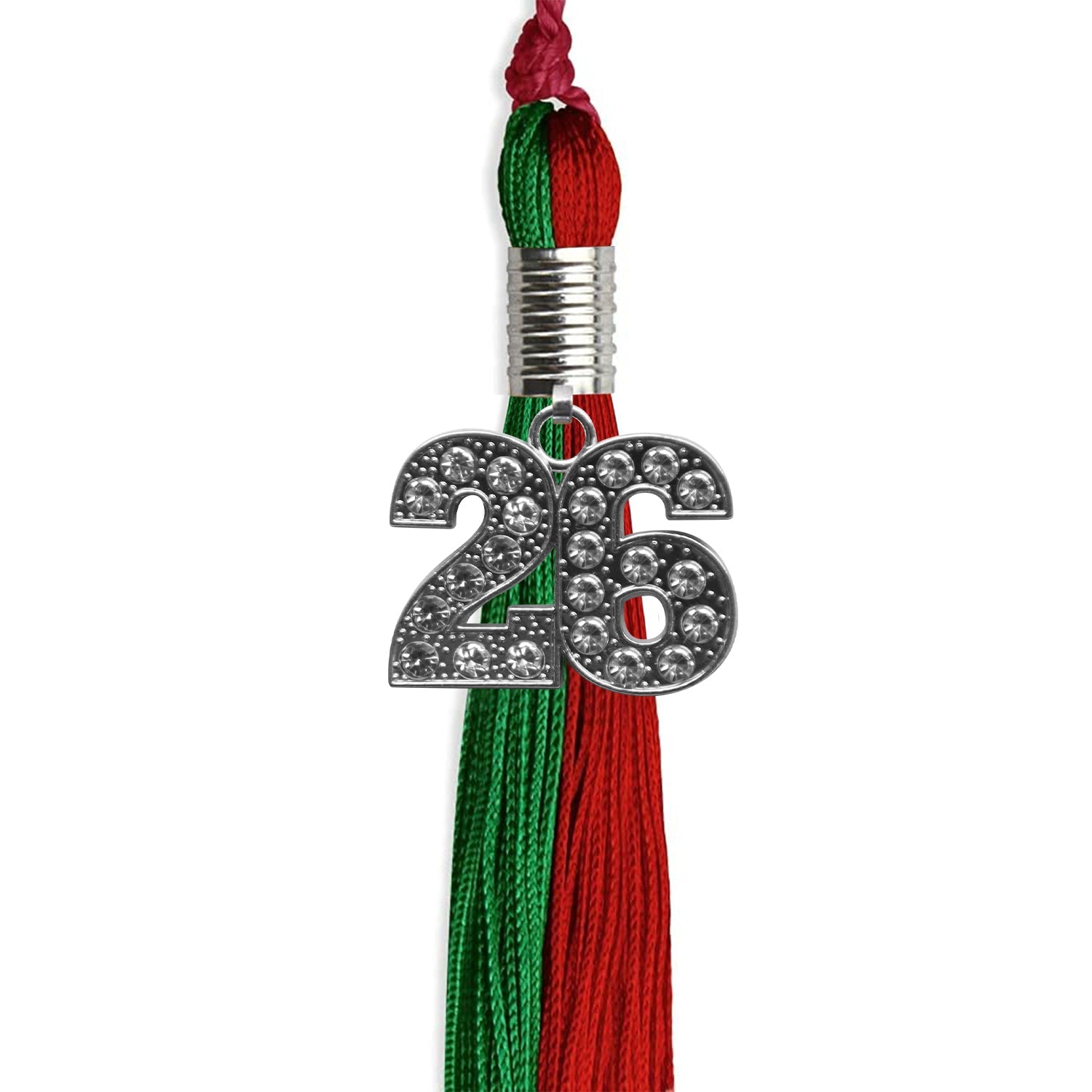 Green/Red Graduation Tassel with Silver Date Drop - Endea Graduation