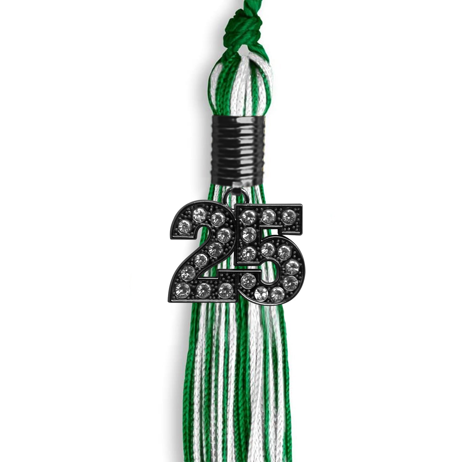 Green/White Mixed Color Graduation Tassel with Black Date Drop - Endea Graduation