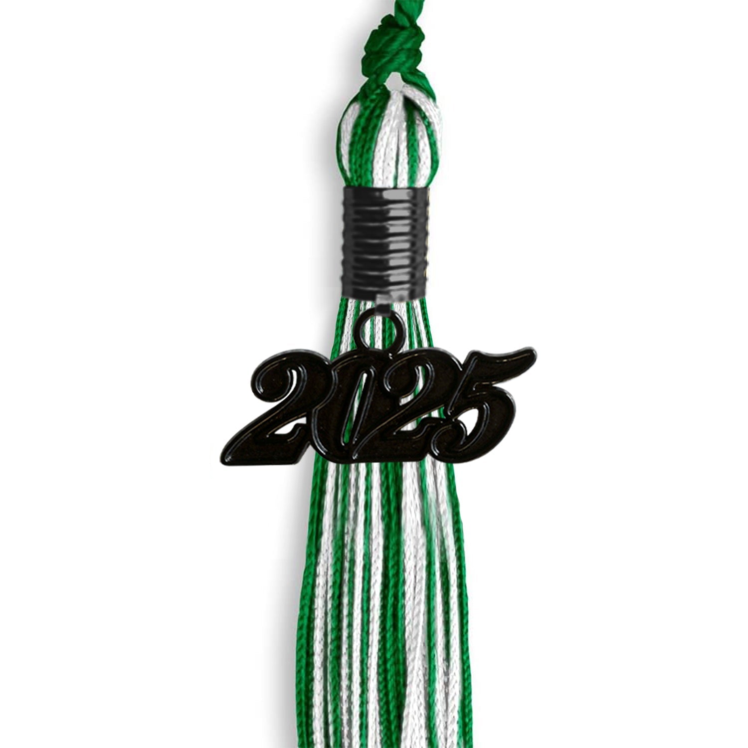 Green/White Mixed Color Graduation Tassel with Black Date Drop - Endea Graduation