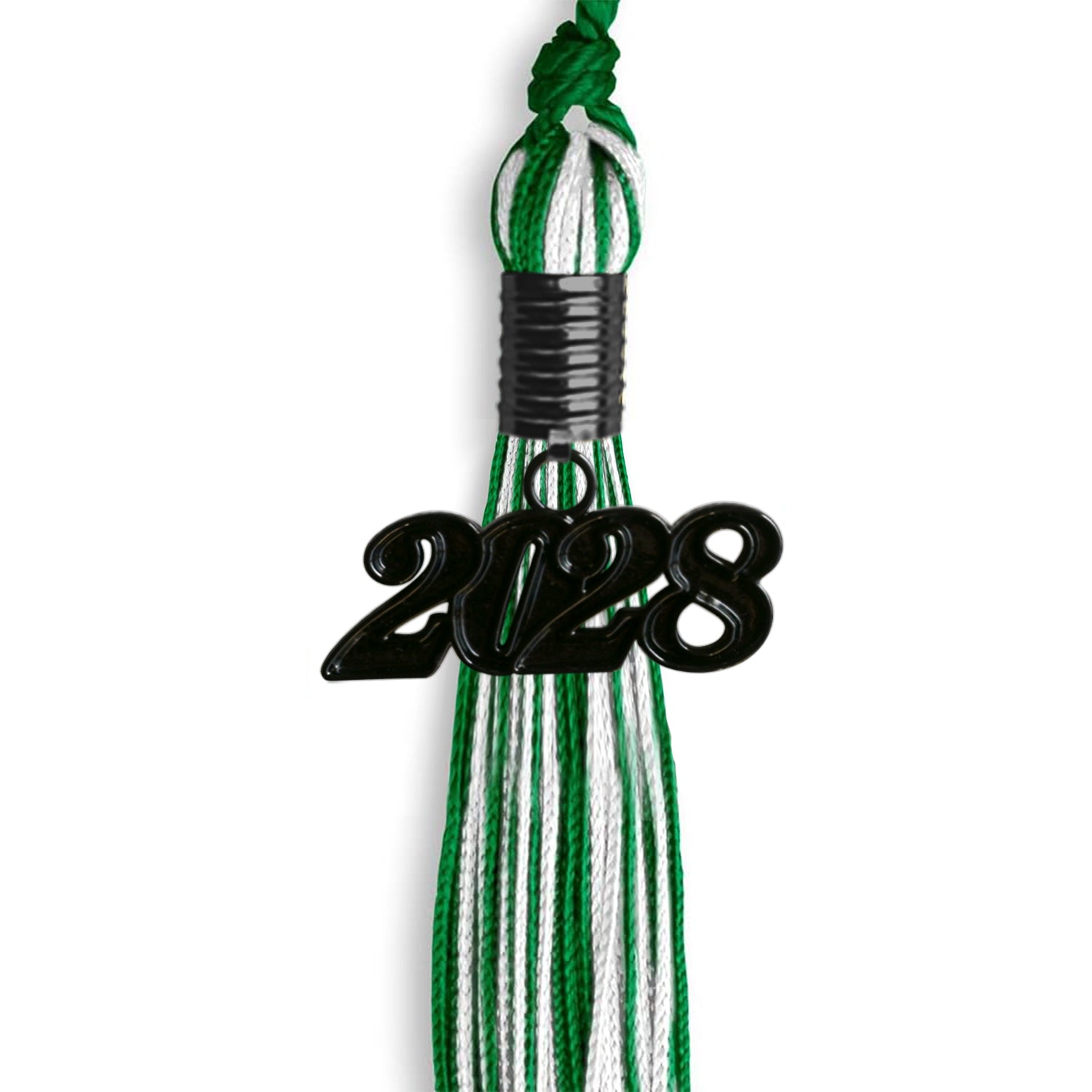 Green/White Mixed Color Graduation Tassel with Black Date Drop - Endea Graduation