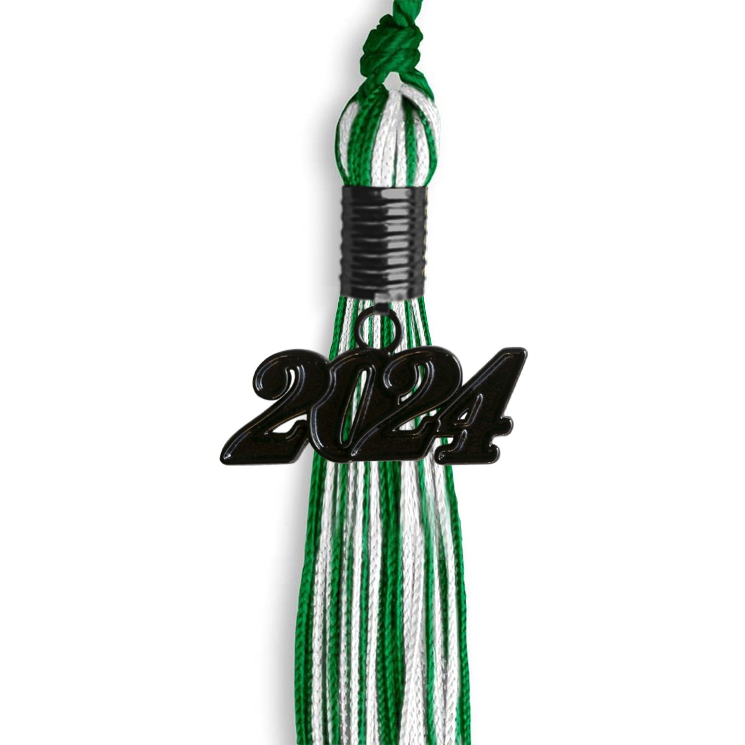 Green/White Mixed Color Graduation Tassel with Black Date Drop - Endea Graduation