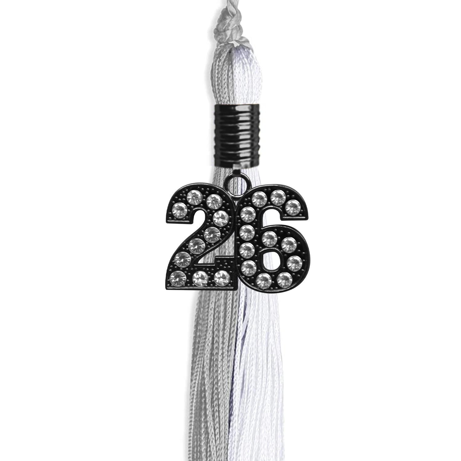 Grey/White Graduation Tassel with Black Date Drop - Endea Graduation