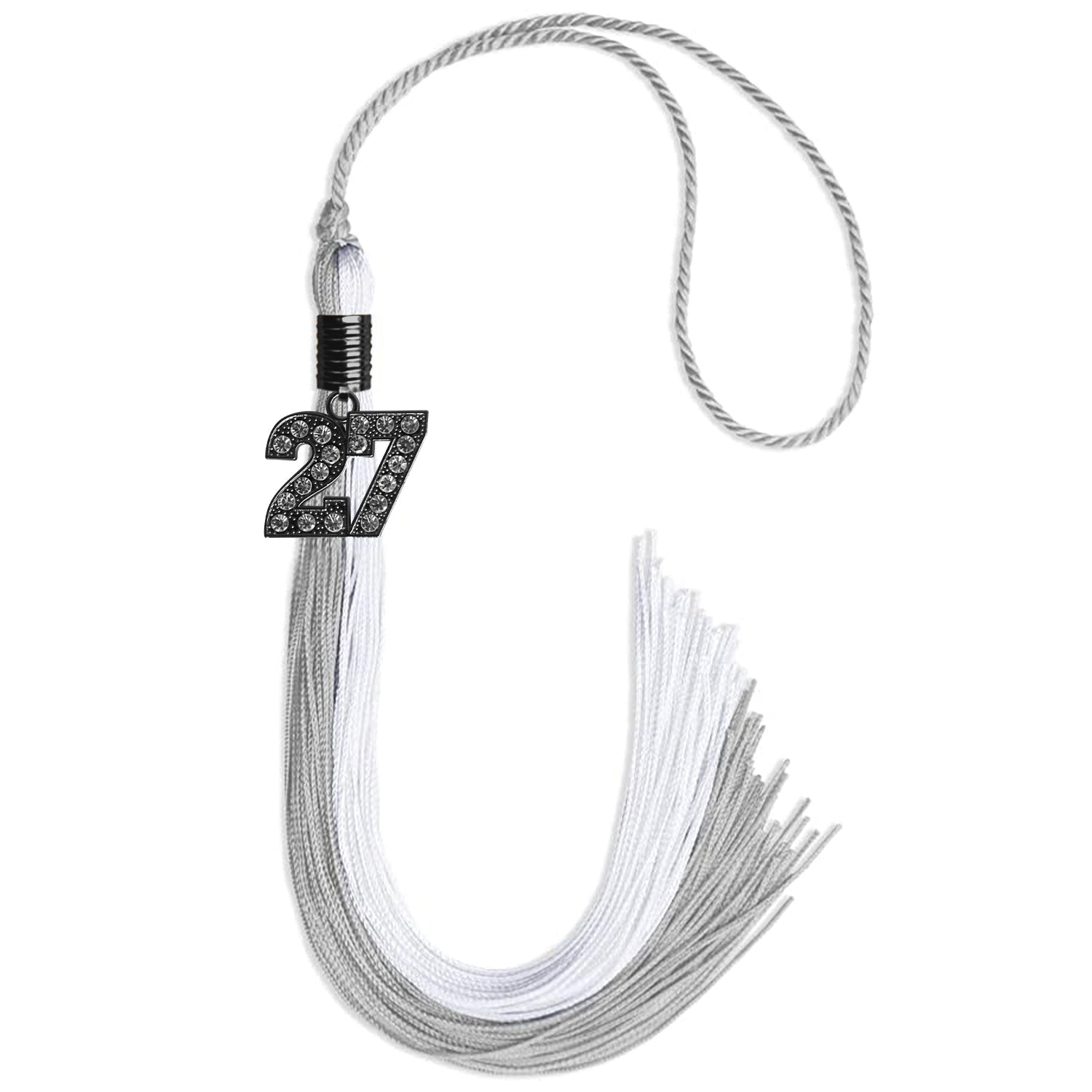 Grey/White Graduation Tassel with Black Date Drop - Endea Graduation