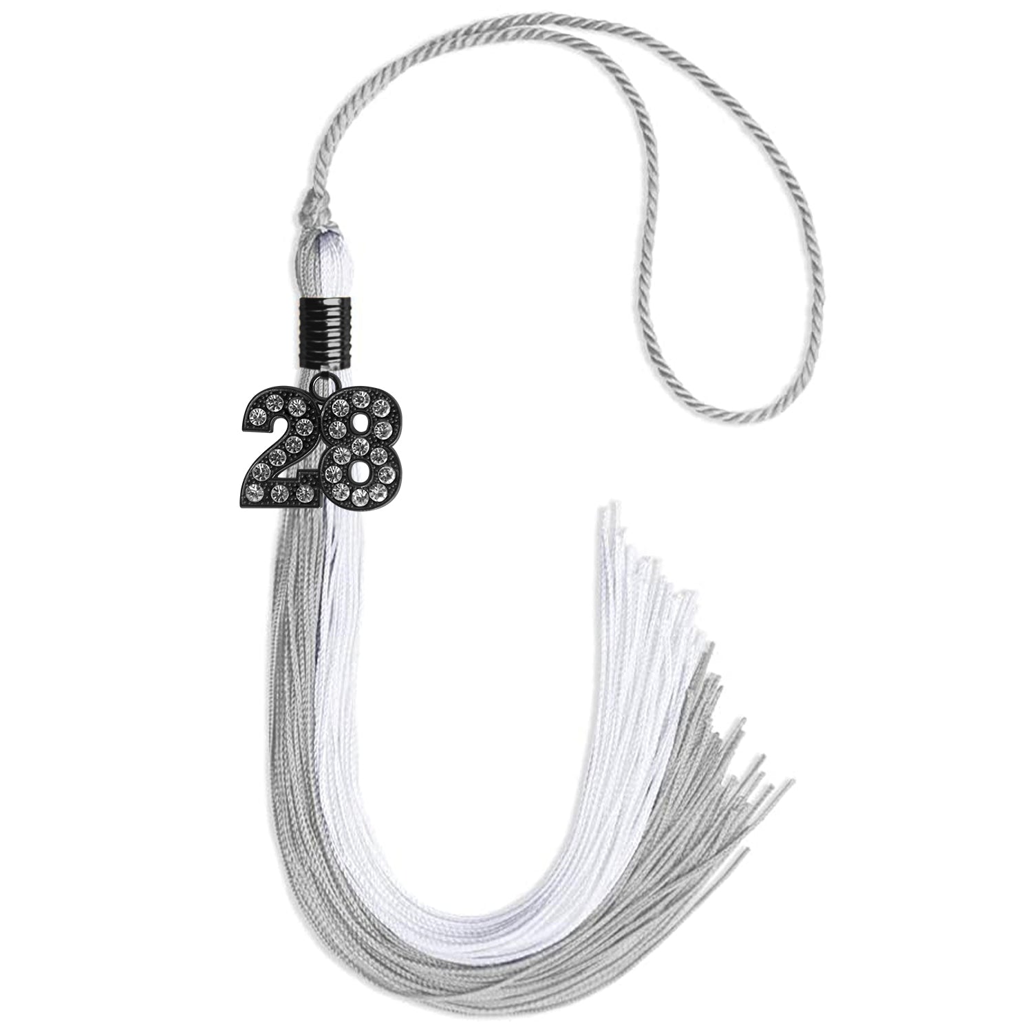 Grey/White Graduation Tassel with Black Date Drop - Endea Graduation