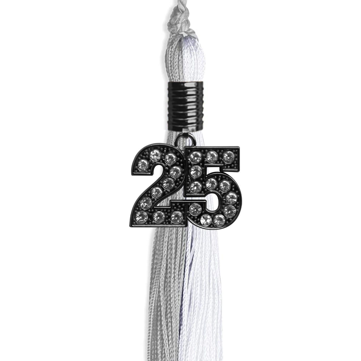 Grey/White Graduation Tassel with Black Date Drop - Endea Graduation