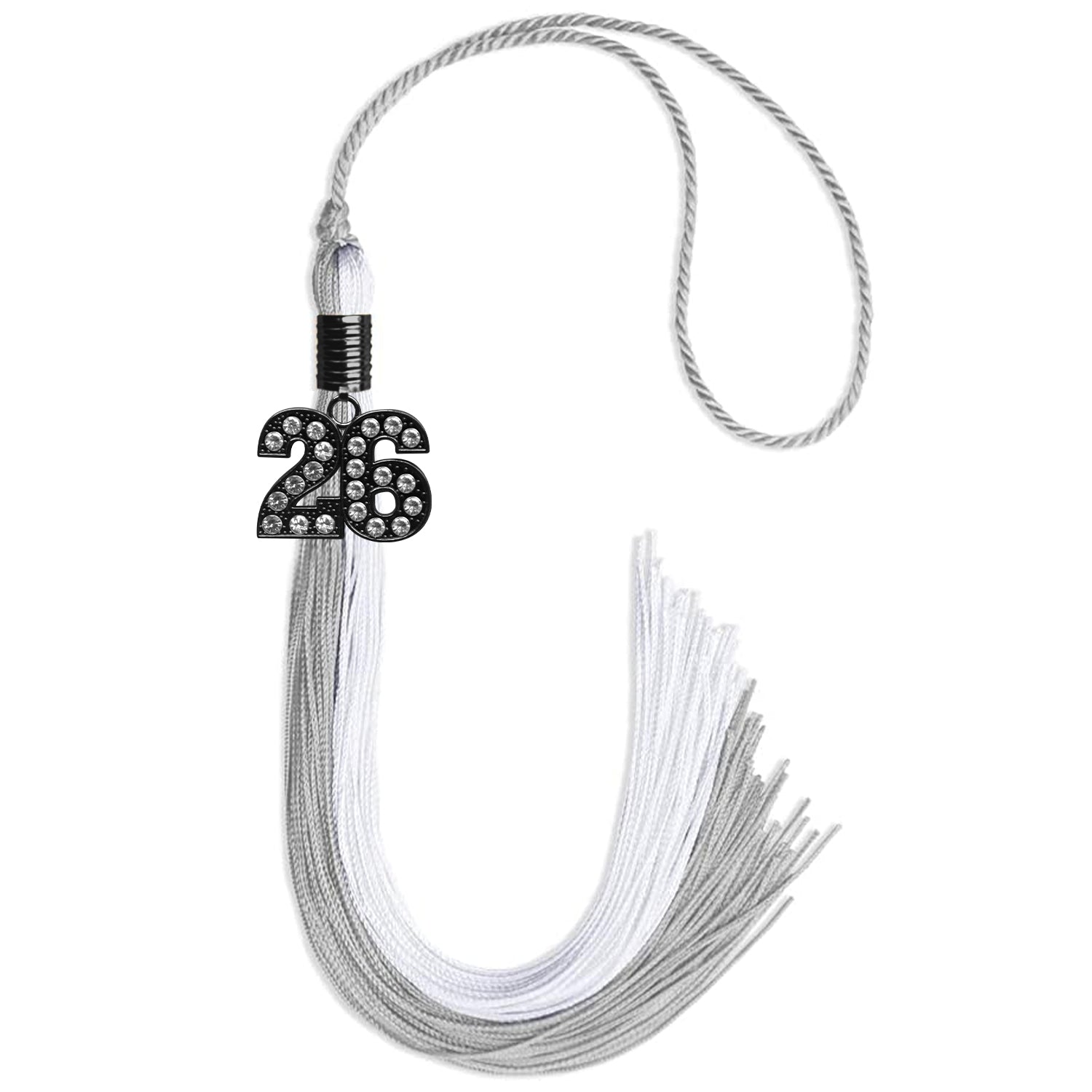 Grey/White Graduation Tassel with Black Date Drop - Endea Graduation