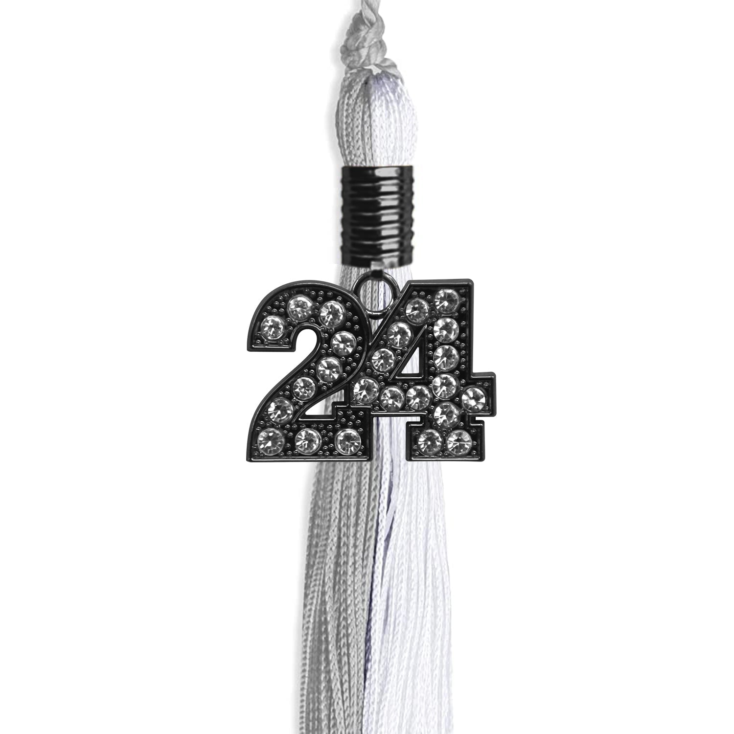 Grey/White Graduation Tassel with Black Date Drop - Endea Graduation