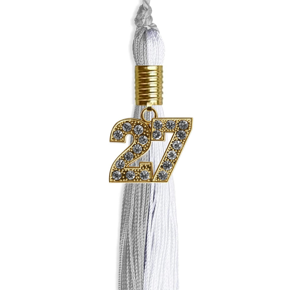 Grey/White Graduation Tassel with Gold Bling Charm - Endea Graduation