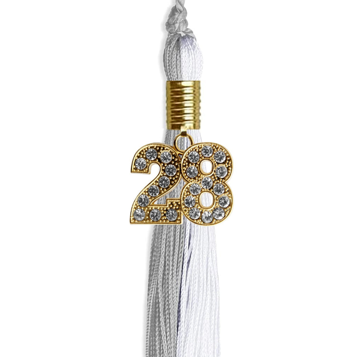 Grey/White Graduation Tassel with Gold Bling Charm - Endea Graduation