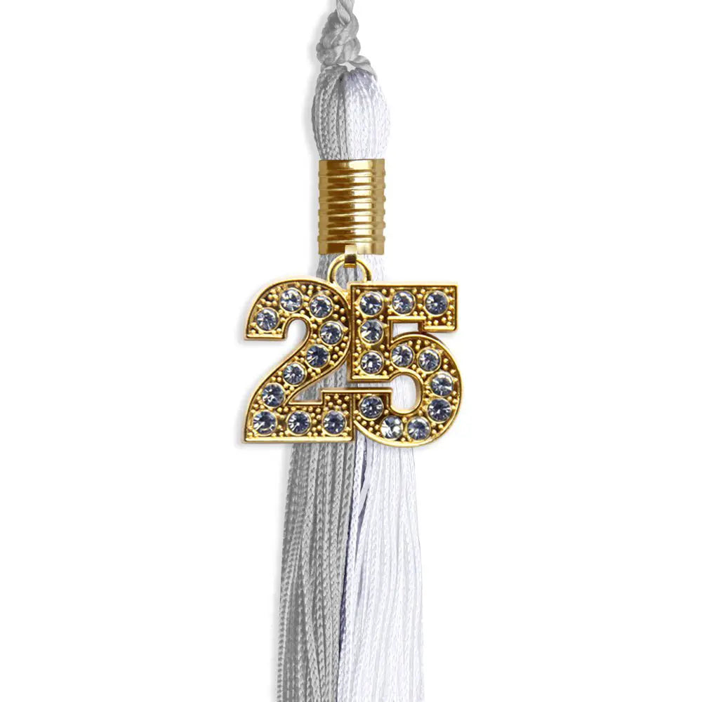 Grey/White Graduation Tassel with Gold Bling Charm - Endea Graduation