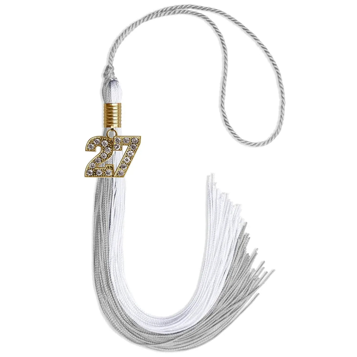 Grey/White Graduation Tassel with Gold Bling Charm - Endea Graduation