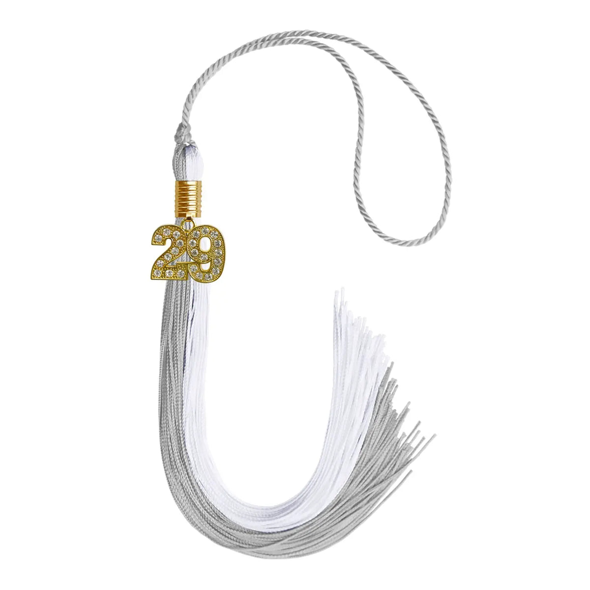 Grey/White Graduation Tassel with Gold Bling Charm - Endea Graduation