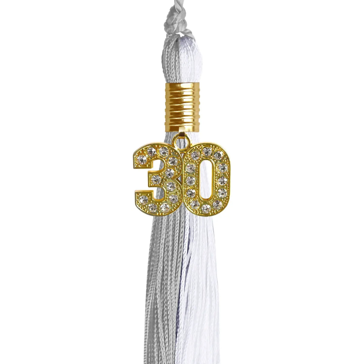 Grey/White Graduation Tassel with Gold Bling Charm - Endea Graduation