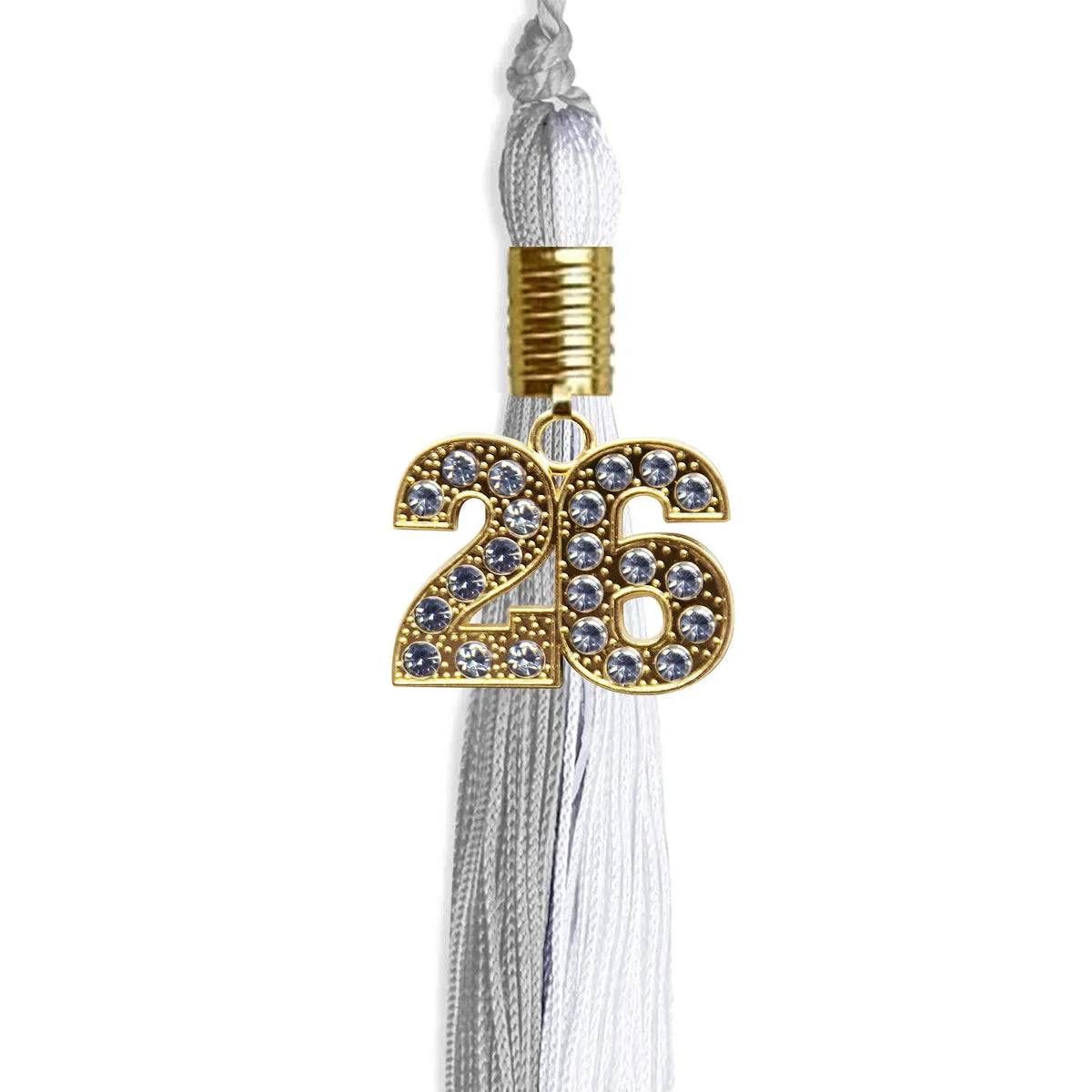 Grey/White Graduation Tassel with Gold Bling Charm - Endea Graduation