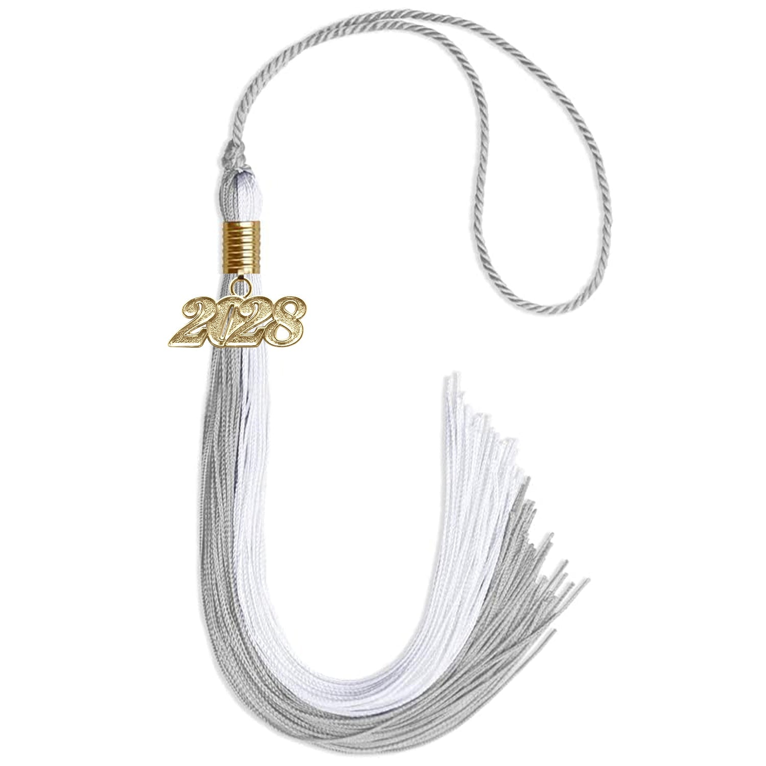 Grey/White Graduation Tassel with Gold Date Drop - Endea Graduation