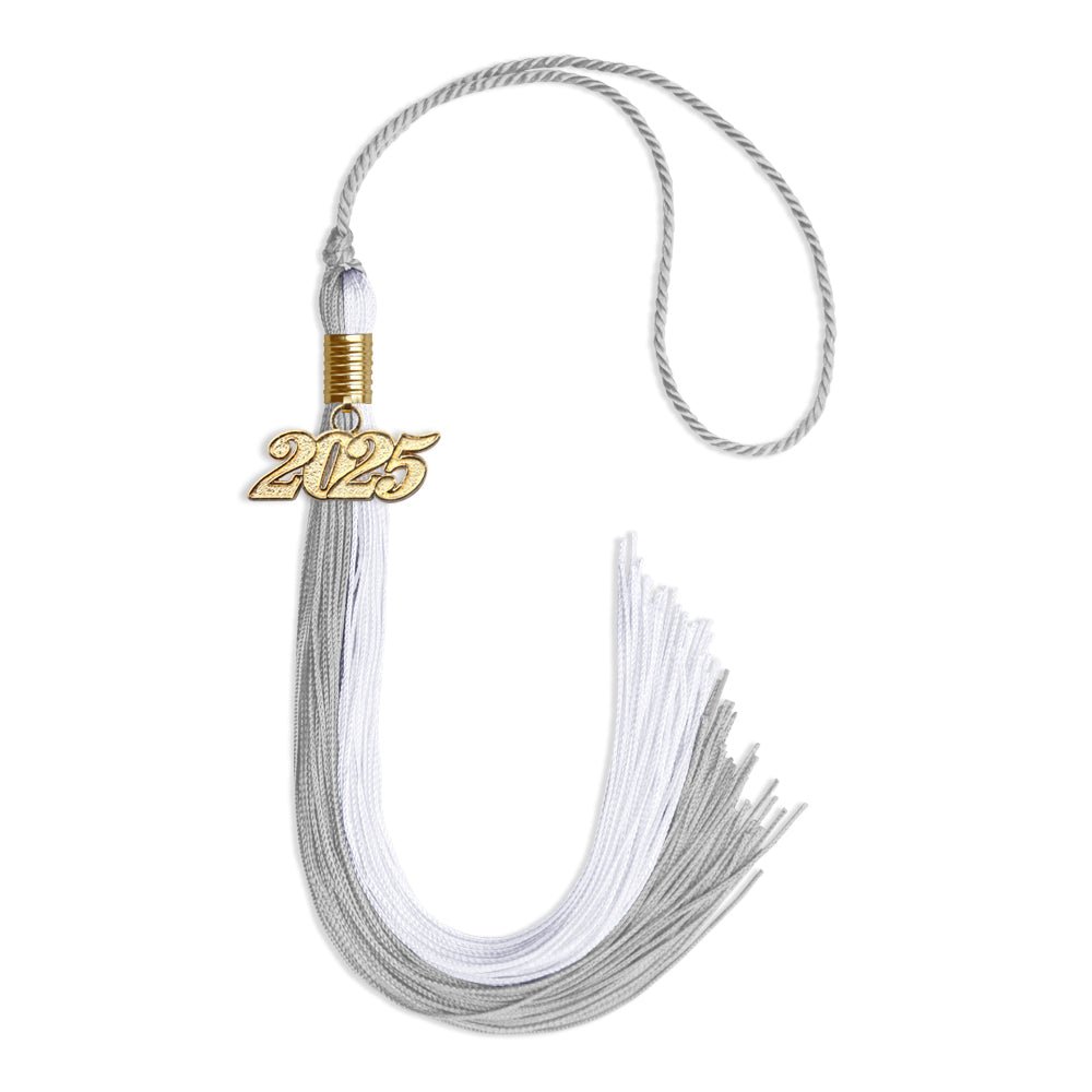 Grey/White Graduation Tassel with Gold Date Drop - Endea Graduation