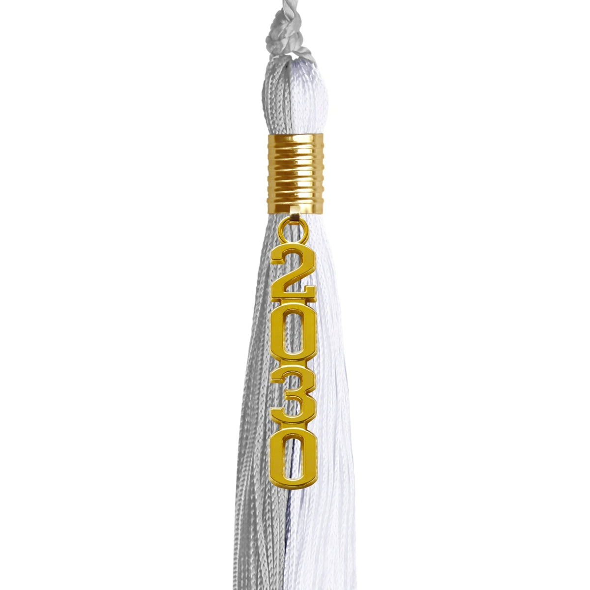 Grey/White Graduation Tassel with Gold Stacked Date Drop - Endea Graduation