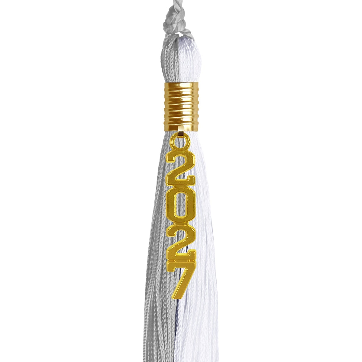 Grey/White Graduation Tassel with Gold Stacked Date Drop - Endea Graduation